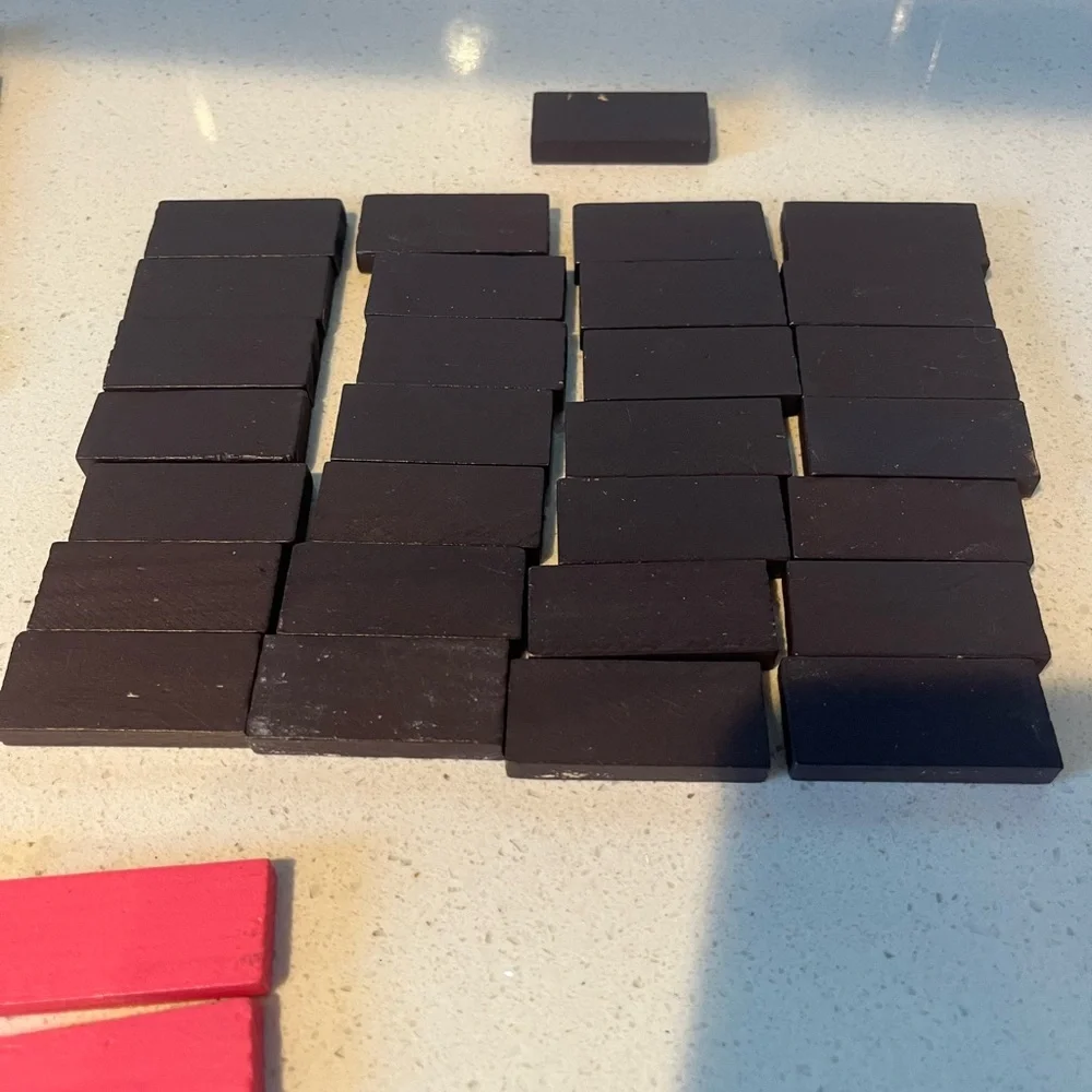 Dominoes, wooden, assorted colors